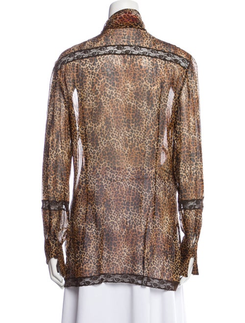 Emanuel Ungaro Silk Animal Print Button-Up Top