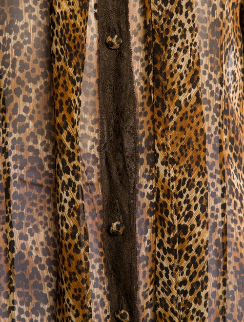 Emanuel Ungaro Silk Animal Print Button-Up Top