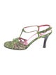 Emanuel Ungaro Suede Floral Print T-Strap Sandals