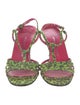 Emanuel Ungaro Suede Floral Print T-Strap Sandals