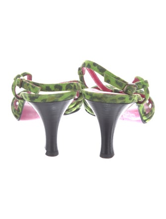 Emanuel Ungaro Suede Floral Print T-Strap Sandals