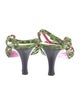 Emanuel Ungaro Suede Floral Print T-Strap Sandals