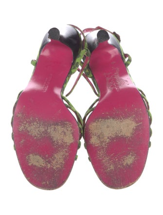 Emanuel Ungaro Suede Floral Print T-Strap Sandals