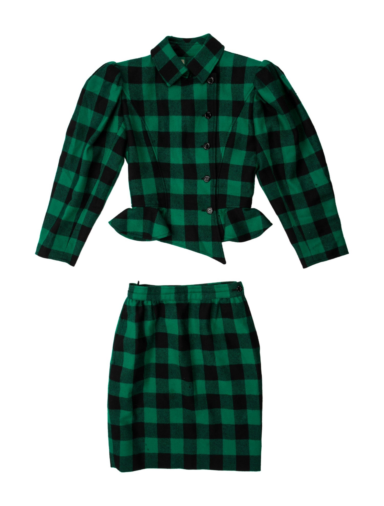 Emanuel Ungaro Plaid Print Skirt Suit