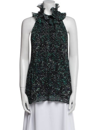 Emanuel Ungaro Floral Print Mock Neck Blouse