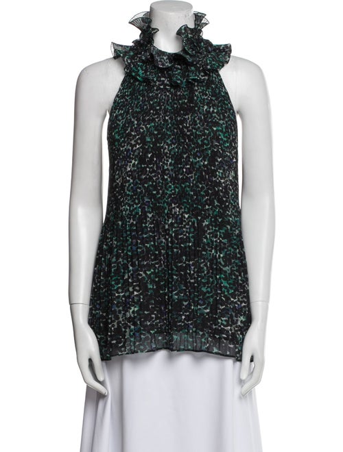 Emanuel Ungaro Floral Print Mock Neck Blouse