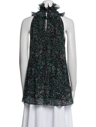 Emanuel Ungaro Floral Print Mock Neck Blouse