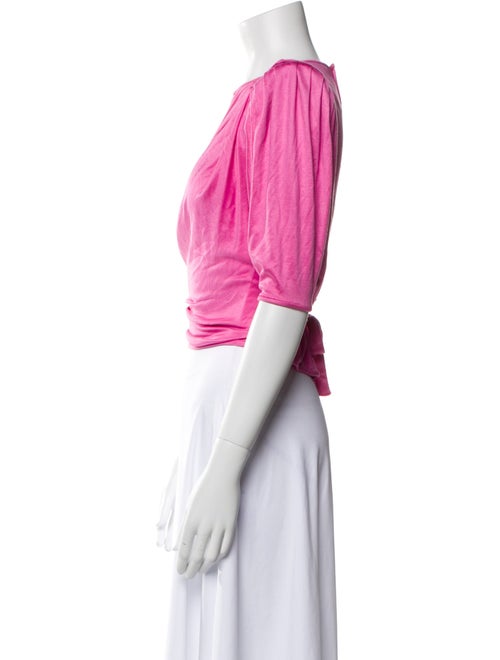 Emanuel Ungaro Bateau Neckline Three-Quarter Sleeve Crop Top