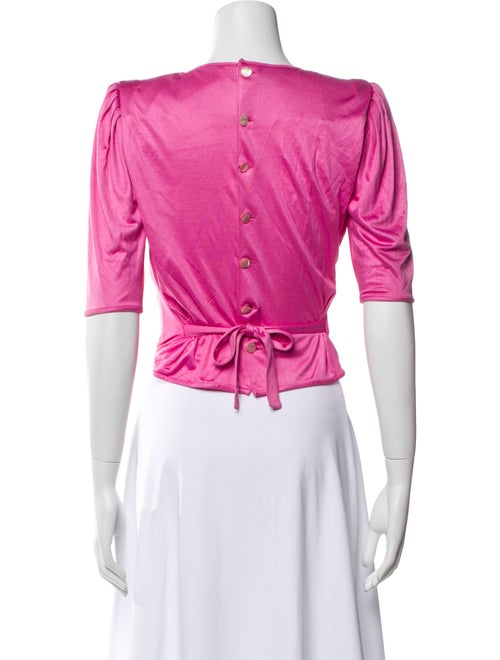 Emanuel Ungaro Bateau Neckline Three-Quarter Sleeve Crop Top