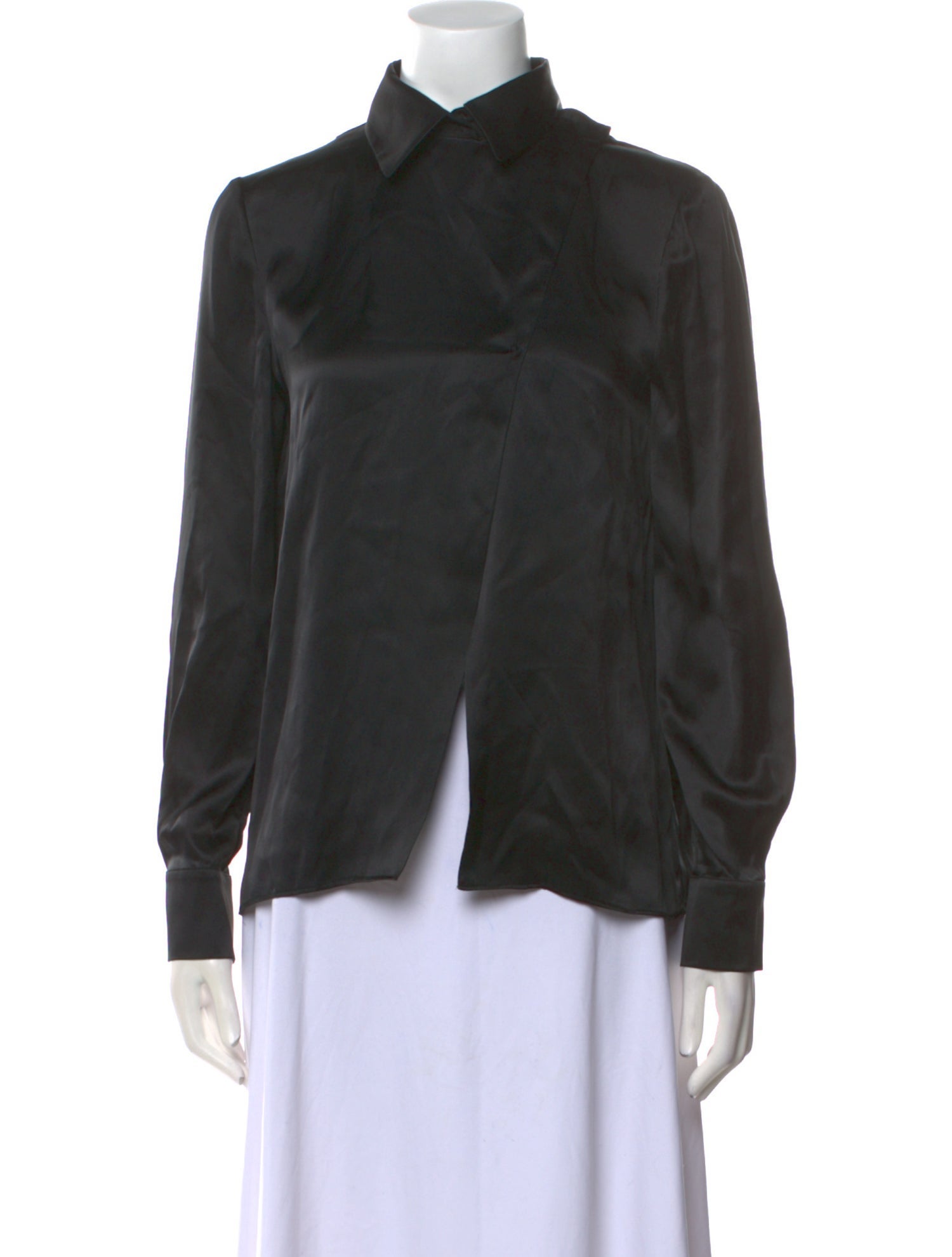 Emanuel Ungaro Silk Mock Neck Button-Up Top w/ Tags