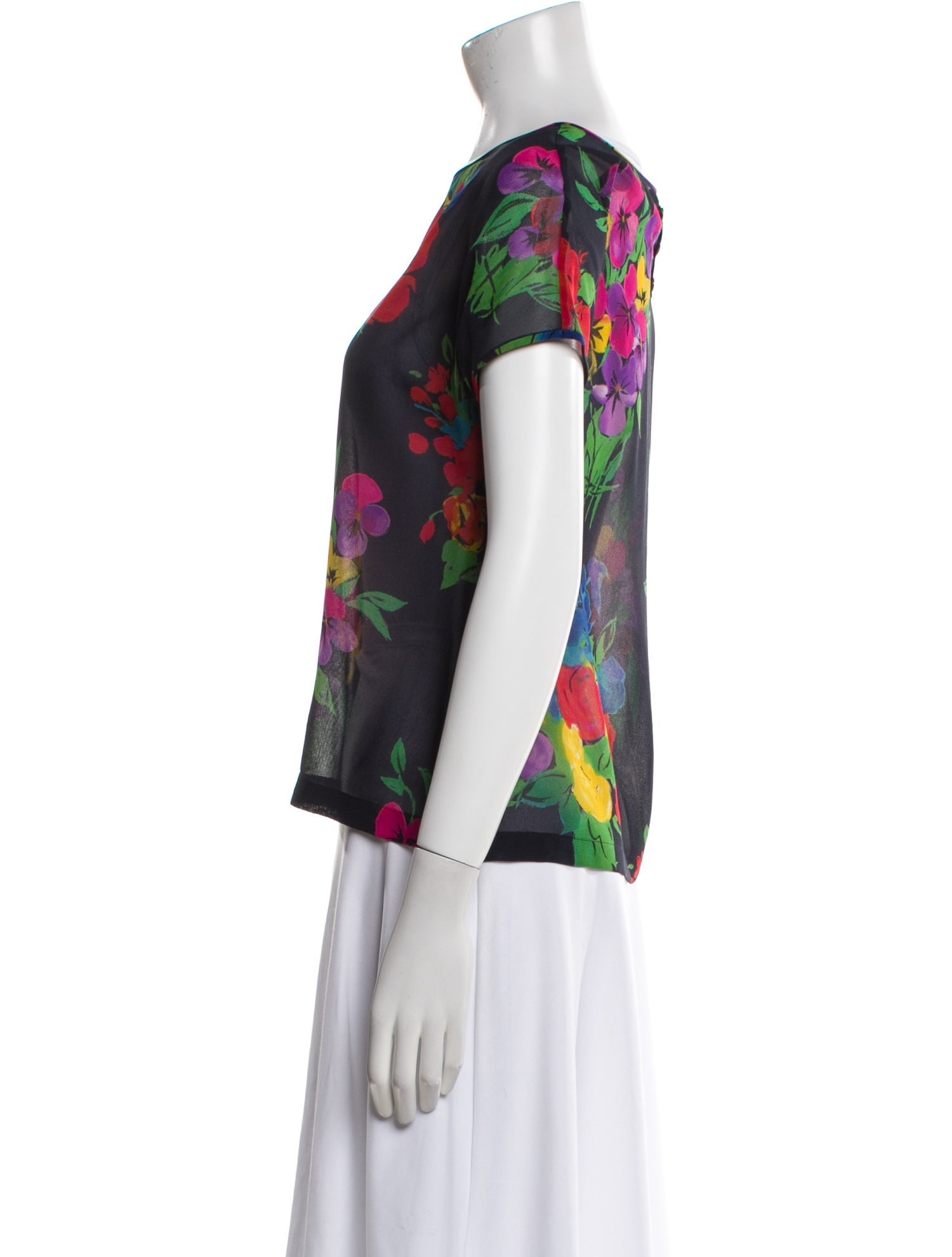 Emanuel Ungaro Floral Print Bateau Neckline T-Shirt