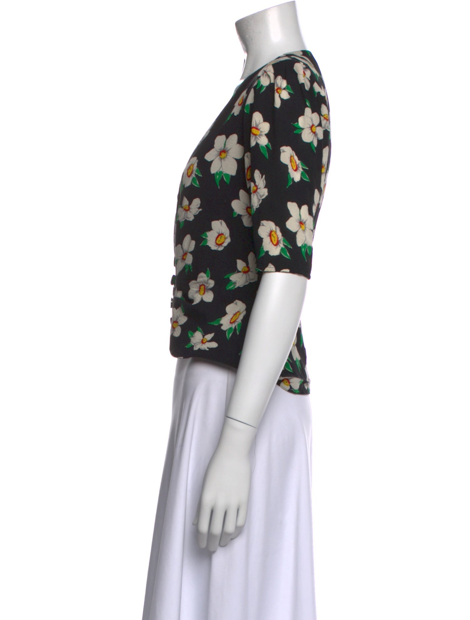 Emanuel Ungaro Floral Print V-Neck Crop Top
