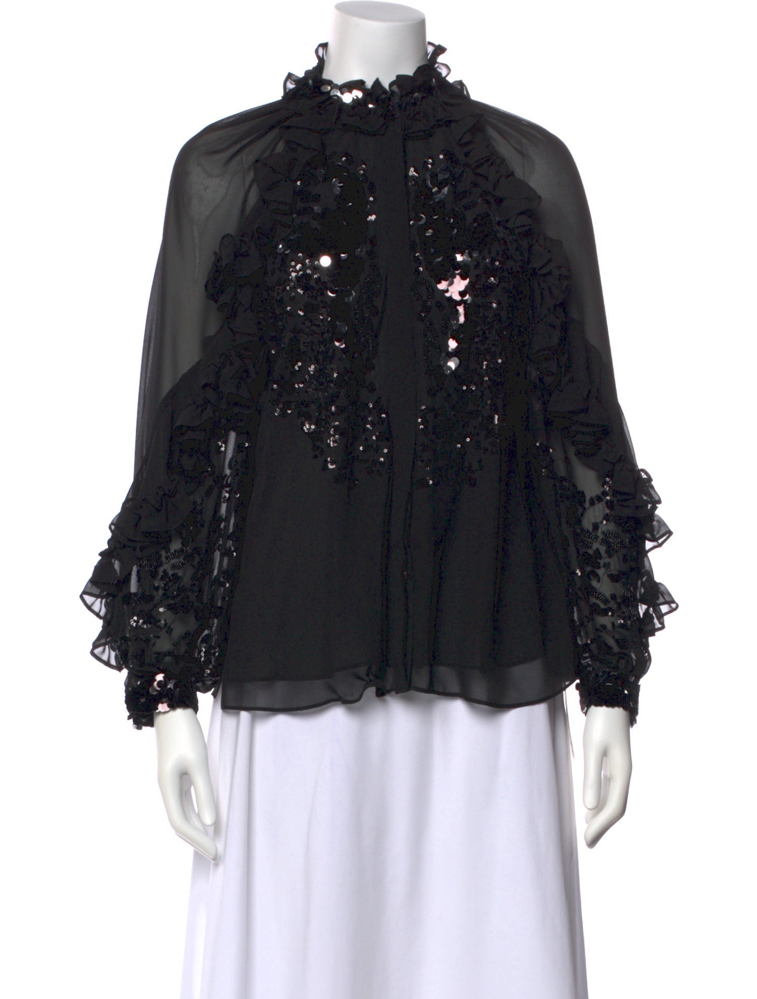 Emanuel Ungaro Mock Neck Long Sleeve Blouse