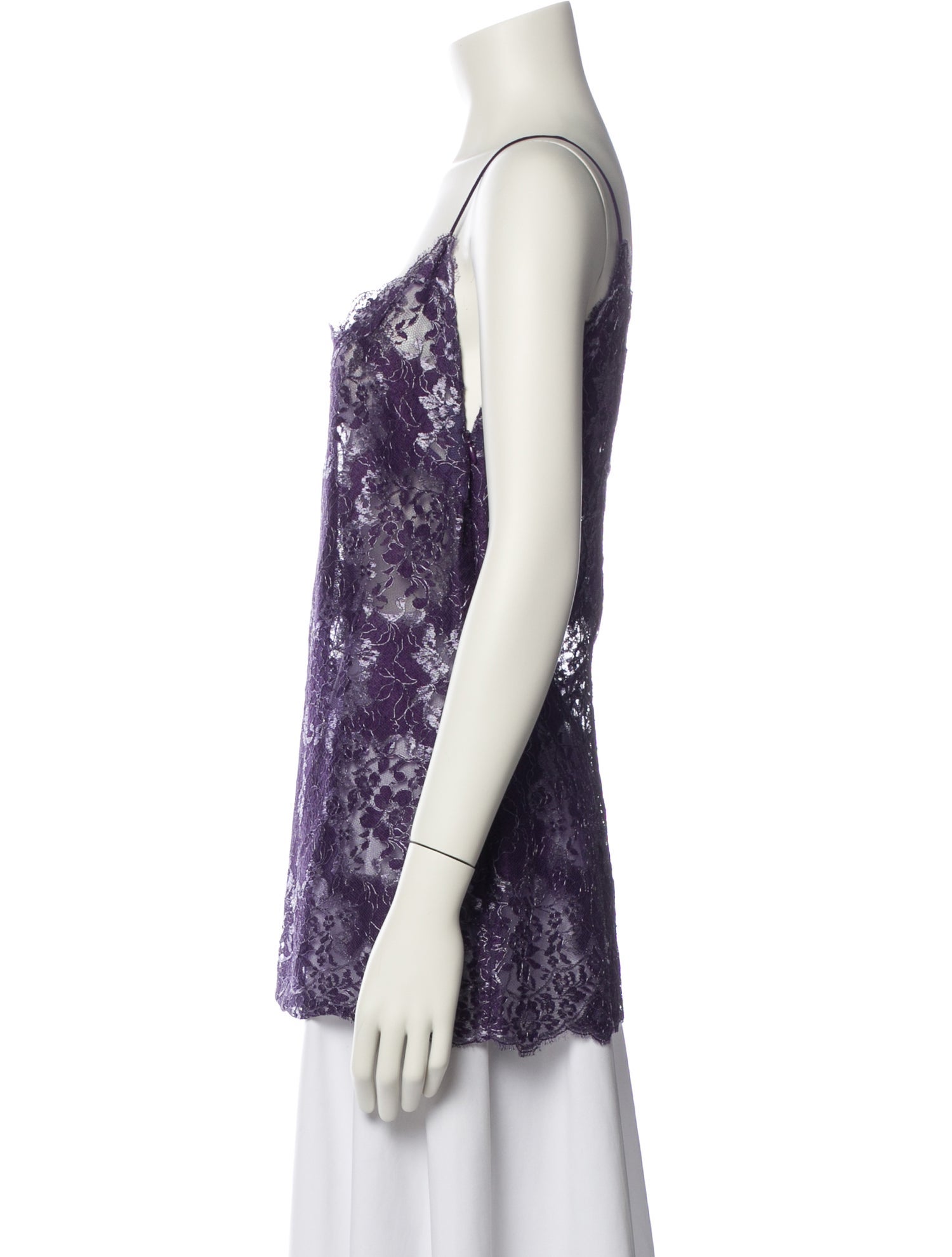 Emanuel Ungaro Lace Pattern Square Neckline Top