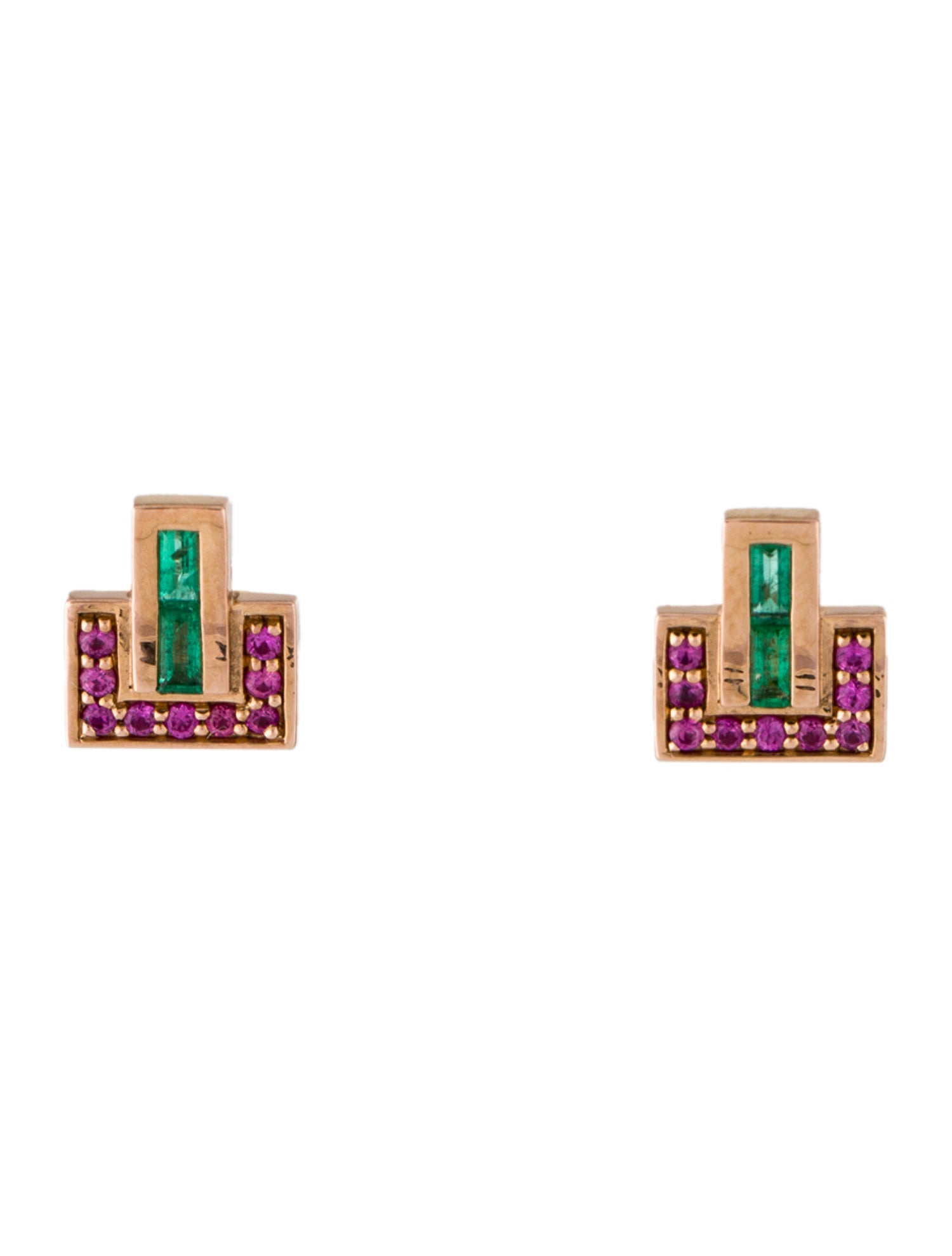 Emily P. Wheeler 18K Emerald & Sapphire Stud Earrings