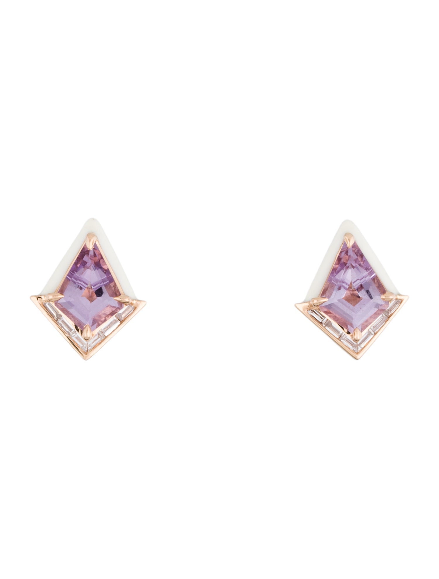 Emily P. Wheeler 18K Amethyst & Diamond Enamel Stud Earrings