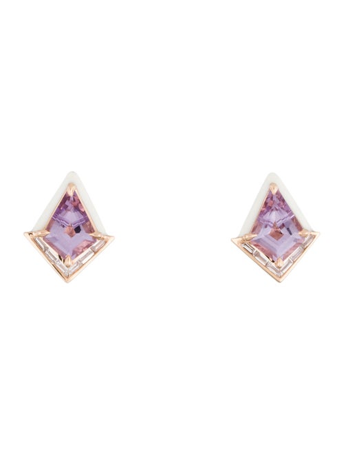 Emily P. Wheeler 18K Amethyst & Diamond Enamel Stud Earrings