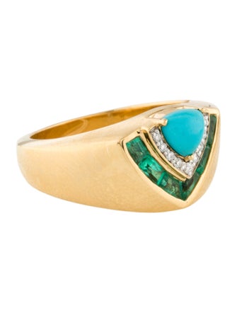 Emily P. Wheeler 18K Turquoise, Emerald & Diamond Cocktail Ring