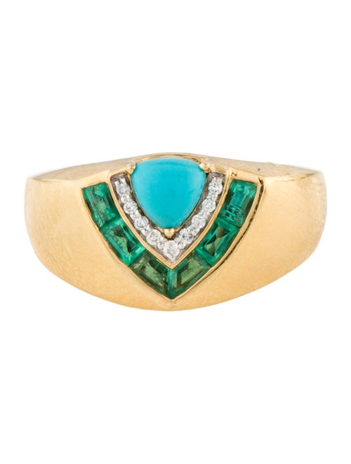 Emily P. Wheeler 18K Turquoise, Emerald & Diamond Cocktail Ring