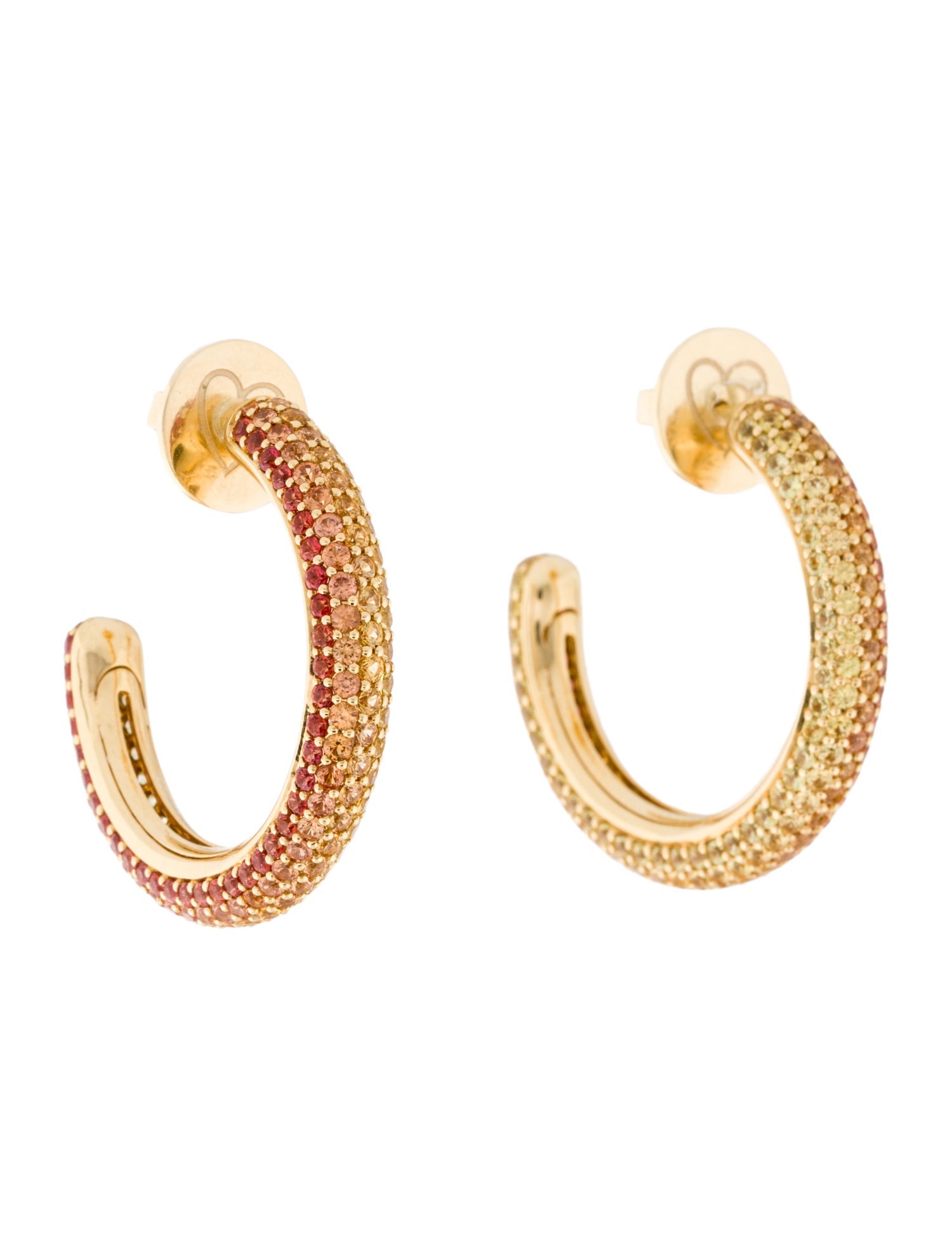 Emily P. Wheeler 18K 6.31ctw Sapphire Sunrise Puffy Hoop Earrings