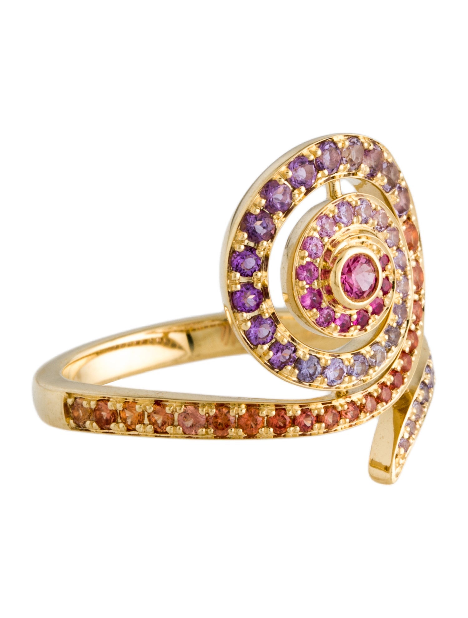Emily P. Wheeler 18K Ruby, Sapphire & Amethyst Spiral Cocktail Ring