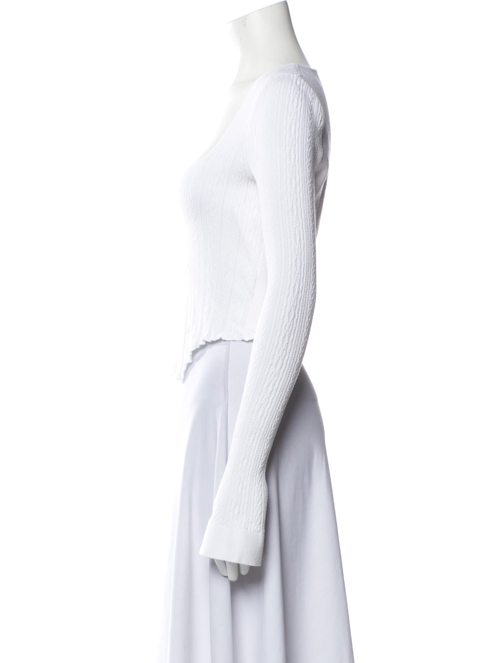 Esteban Cortazar Square Neckline Long Sleeve Crop Top