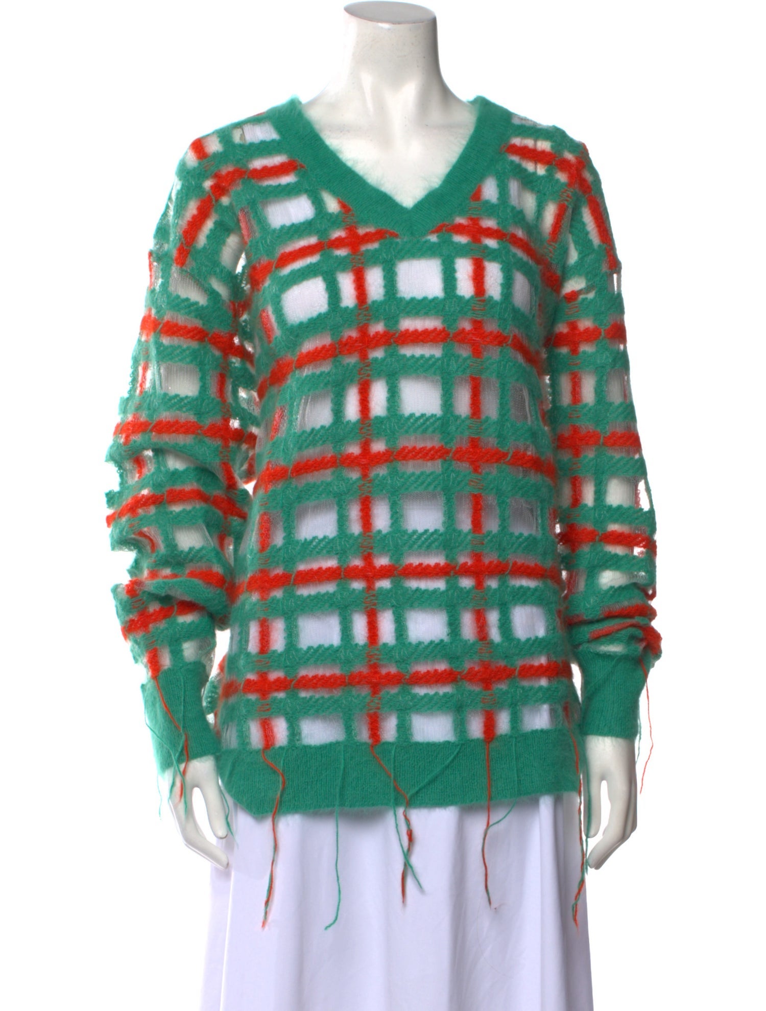 Esteban Cortazar Angora Plaid Print Sweater