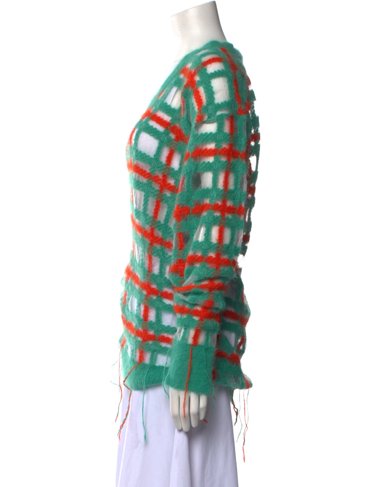 Esteban Cortazar Angora Plaid Print Sweater