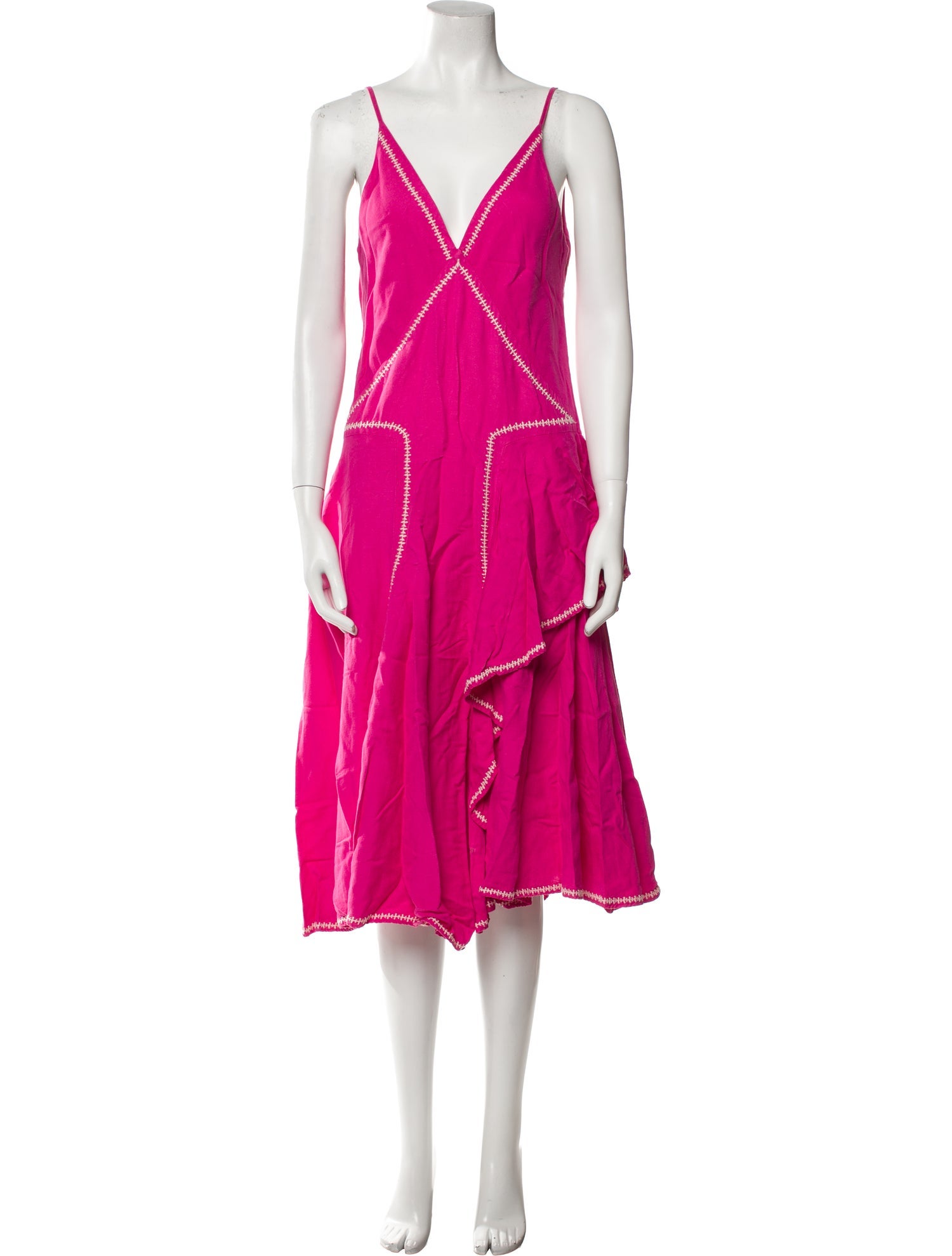 Esteban Cortazar V-Neck Midi Length Dress