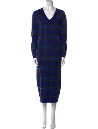 Esteban Cortazar Plaid Print Long Dress