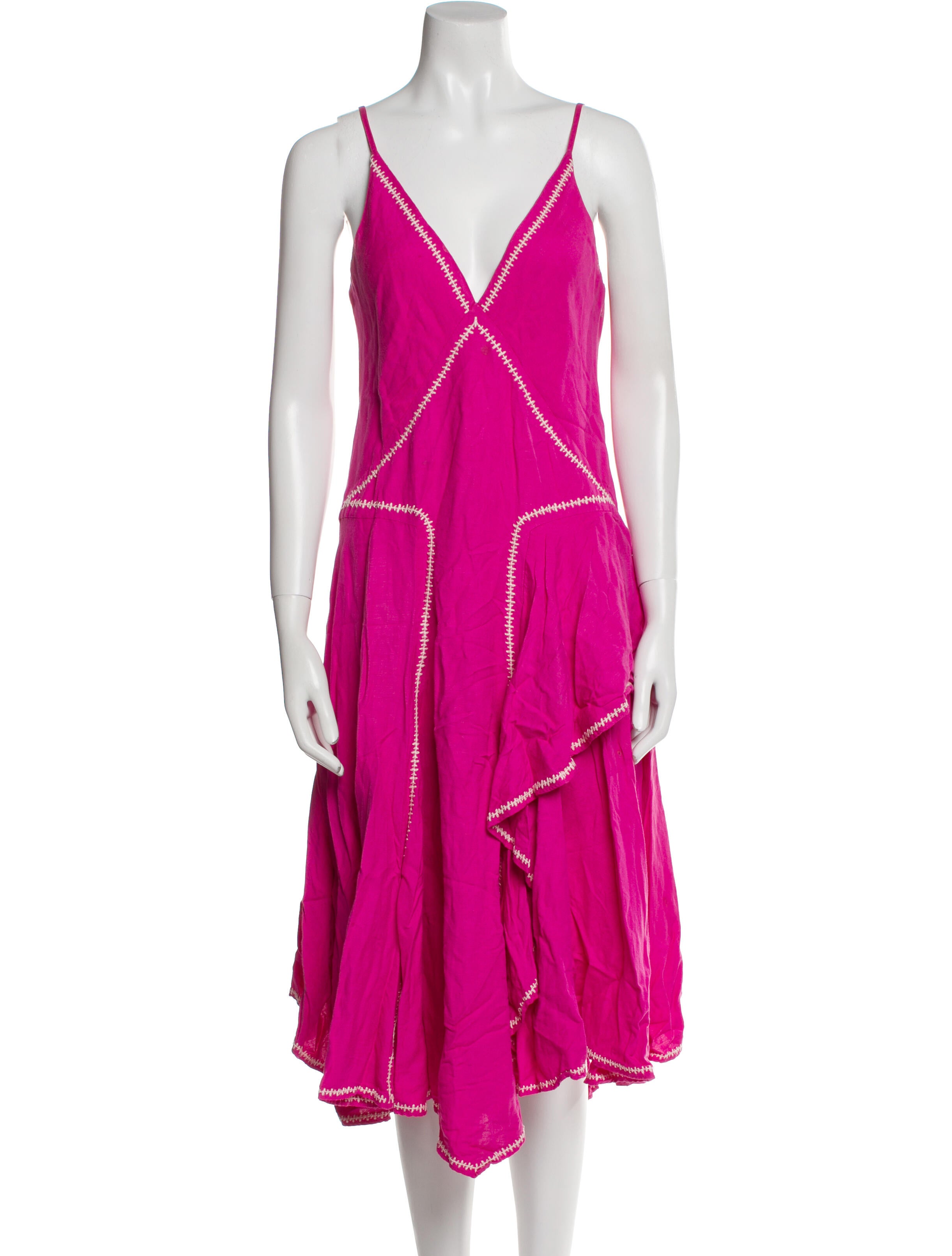 Esteban Cortazar V-Neck Midi Length Dress