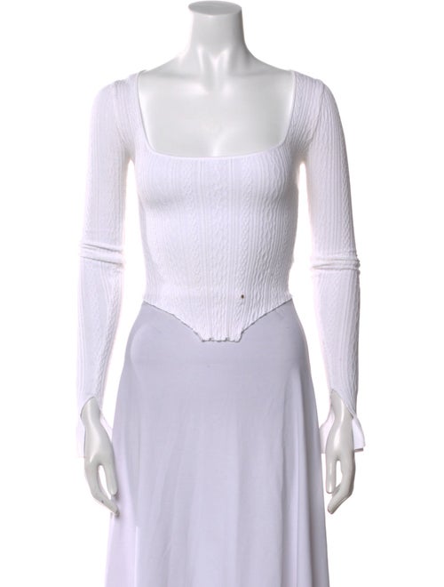 Esteban Cortazar Square Neckline Three-Quarter Sleeve Crop Top