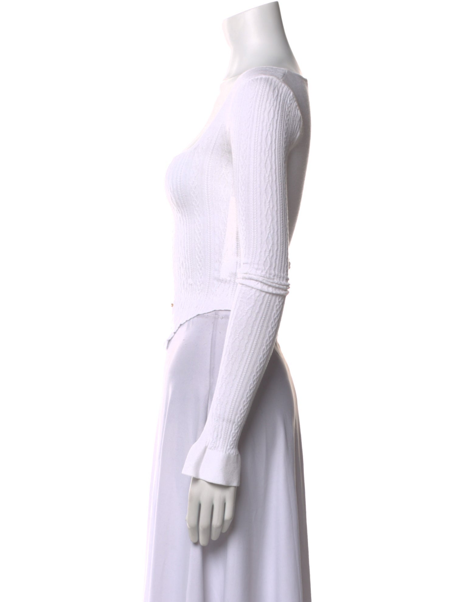 Esteban Cortazar Square Neckline Three-Quarter Sleeve Crop Top