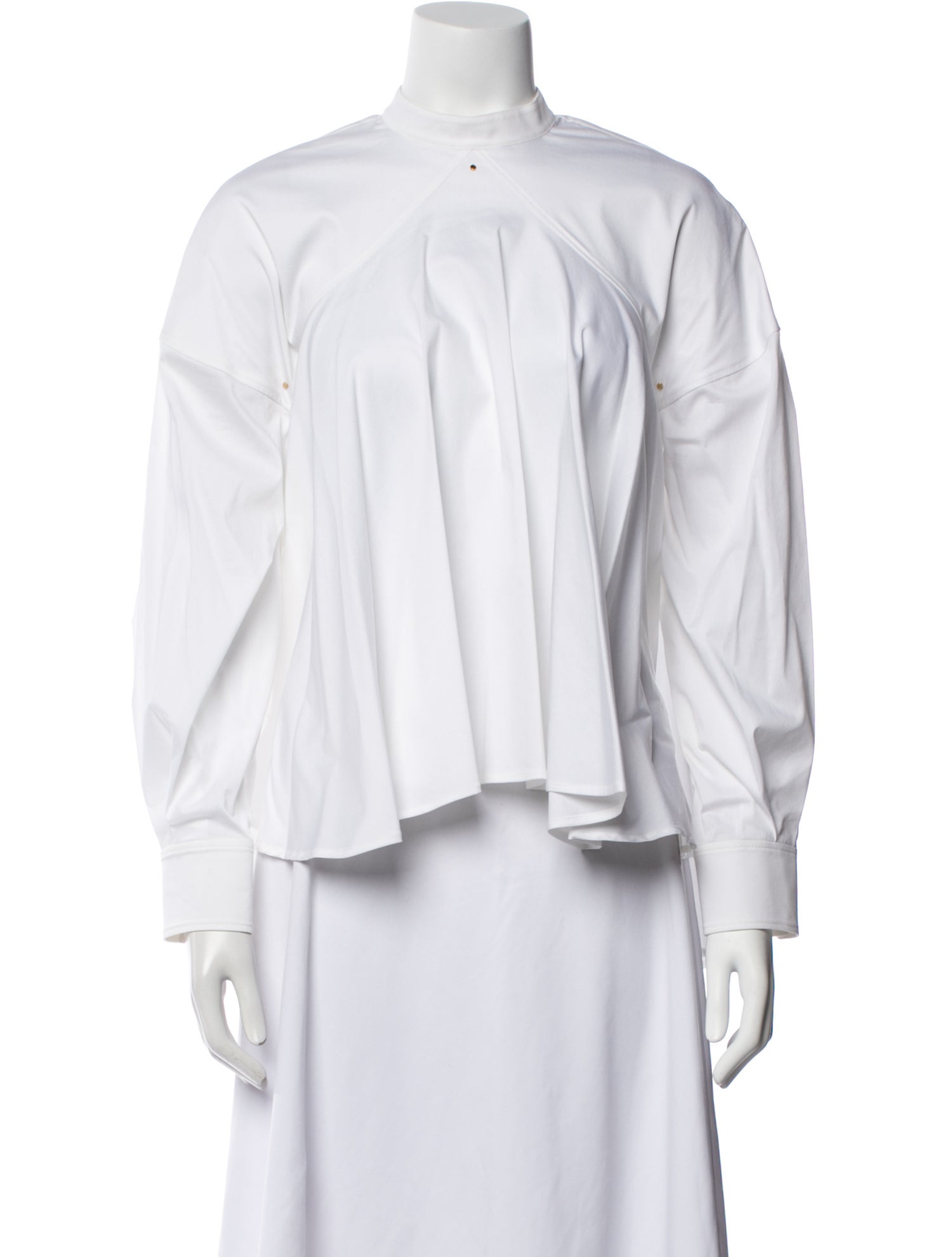 Esteban Cortazar Mock Neck Long Sleeve Button-Up Top