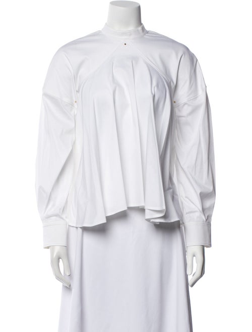 Esteban Cortazar Mock Neck Long Sleeve Button-Up Top