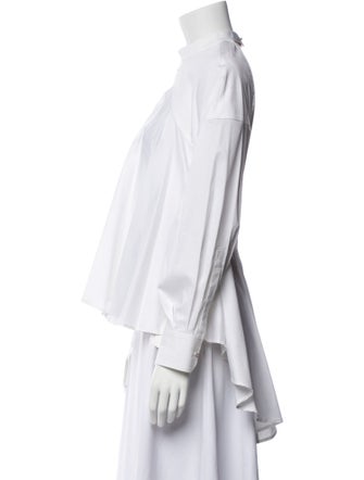 Esteban Cortazar Mock Neck Long Sleeve Button-Up Top