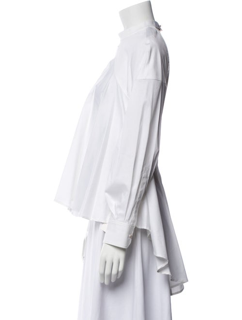 Esteban Cortazar Mock Neck Long Sleeve Button-Up Top