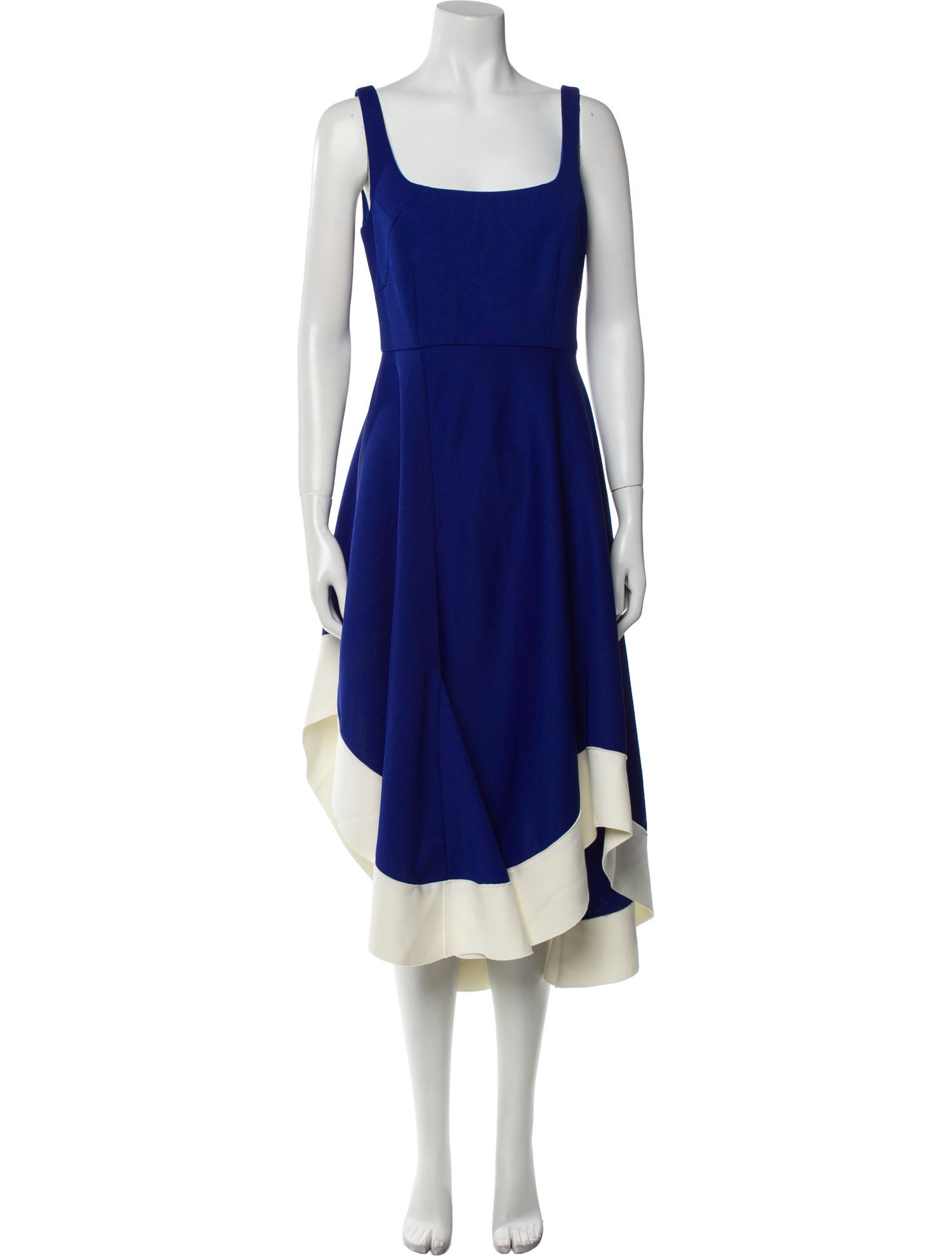 Esteban Cortazar Square Neckline Midi Length Dress