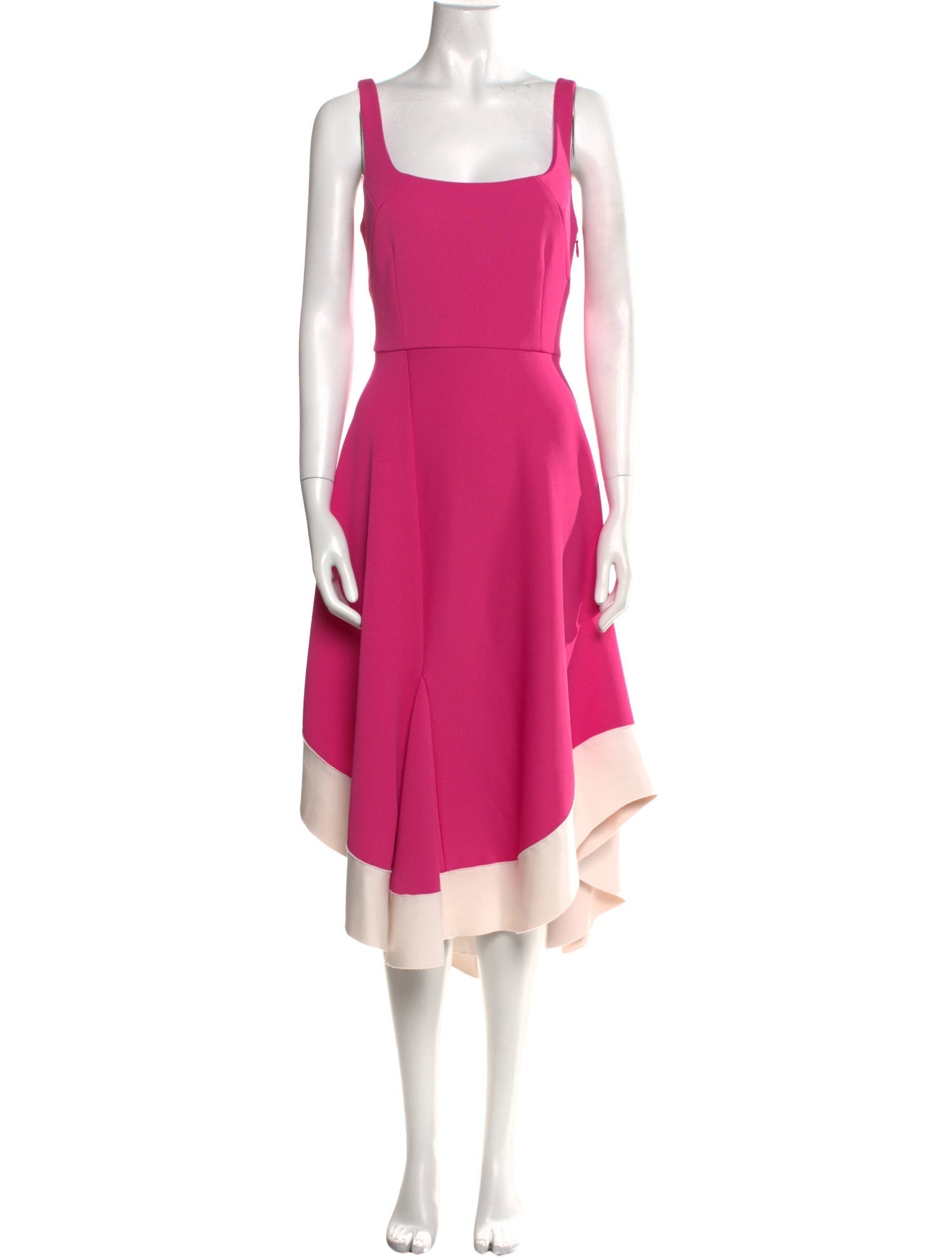 Esteban Cortazar Square Neckline Midi Length Dress