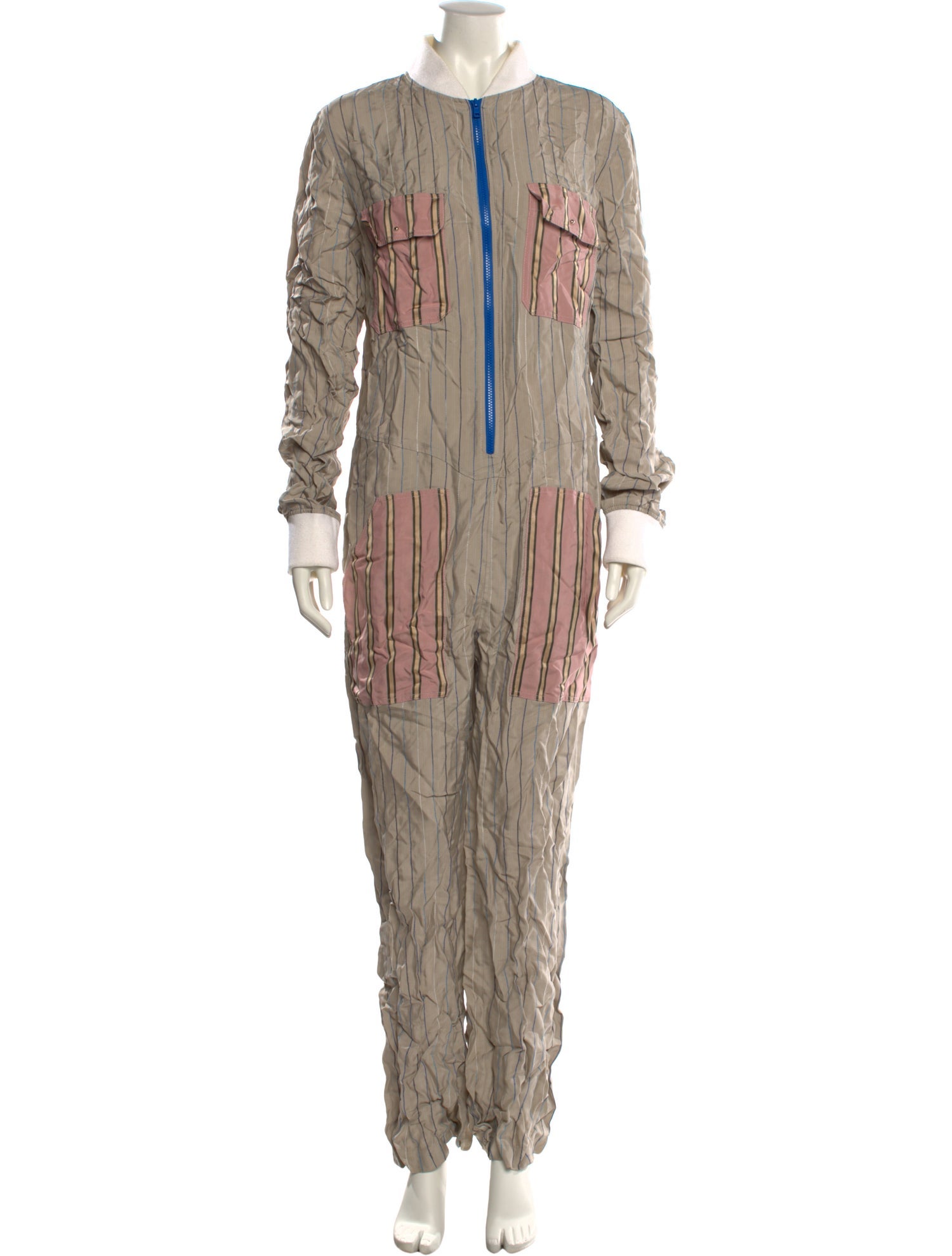 Esteban Cortazar Striped Crew Neck Jumpsuit