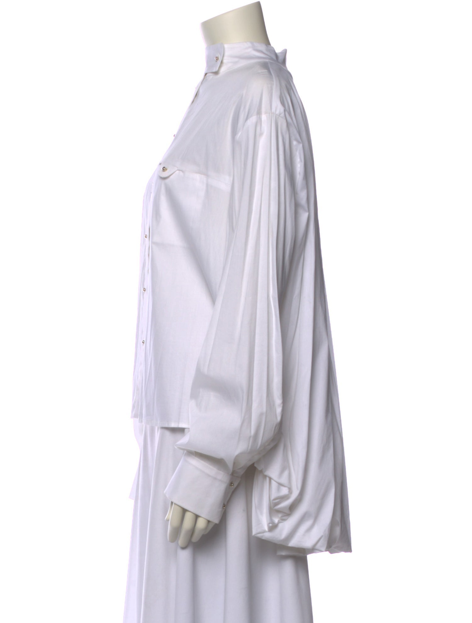 Esteban Cortazar Mock Neck Long Sleeve Button-Up Top