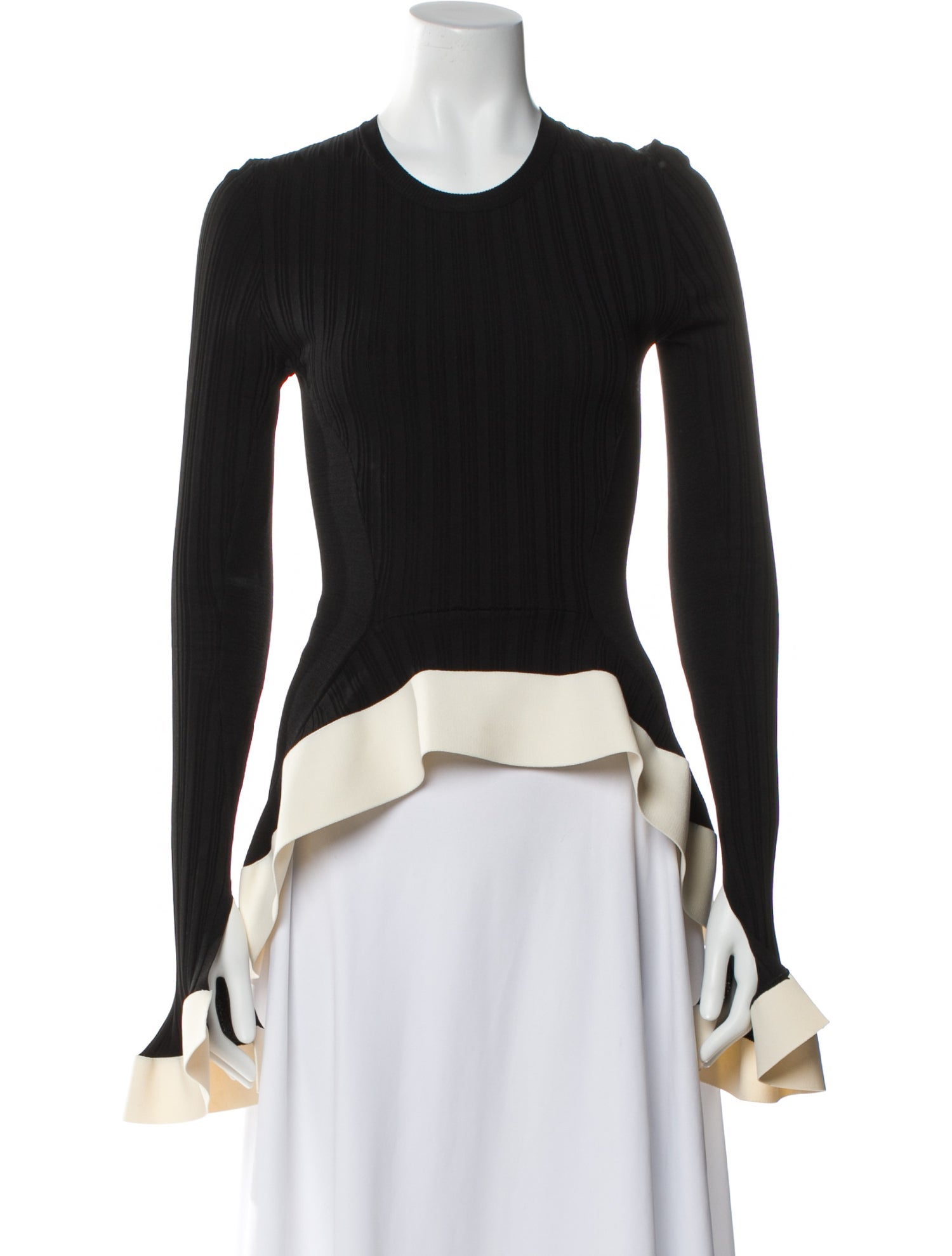 Esteban Cortazar Crew Neck Long Sleeve Crop Top