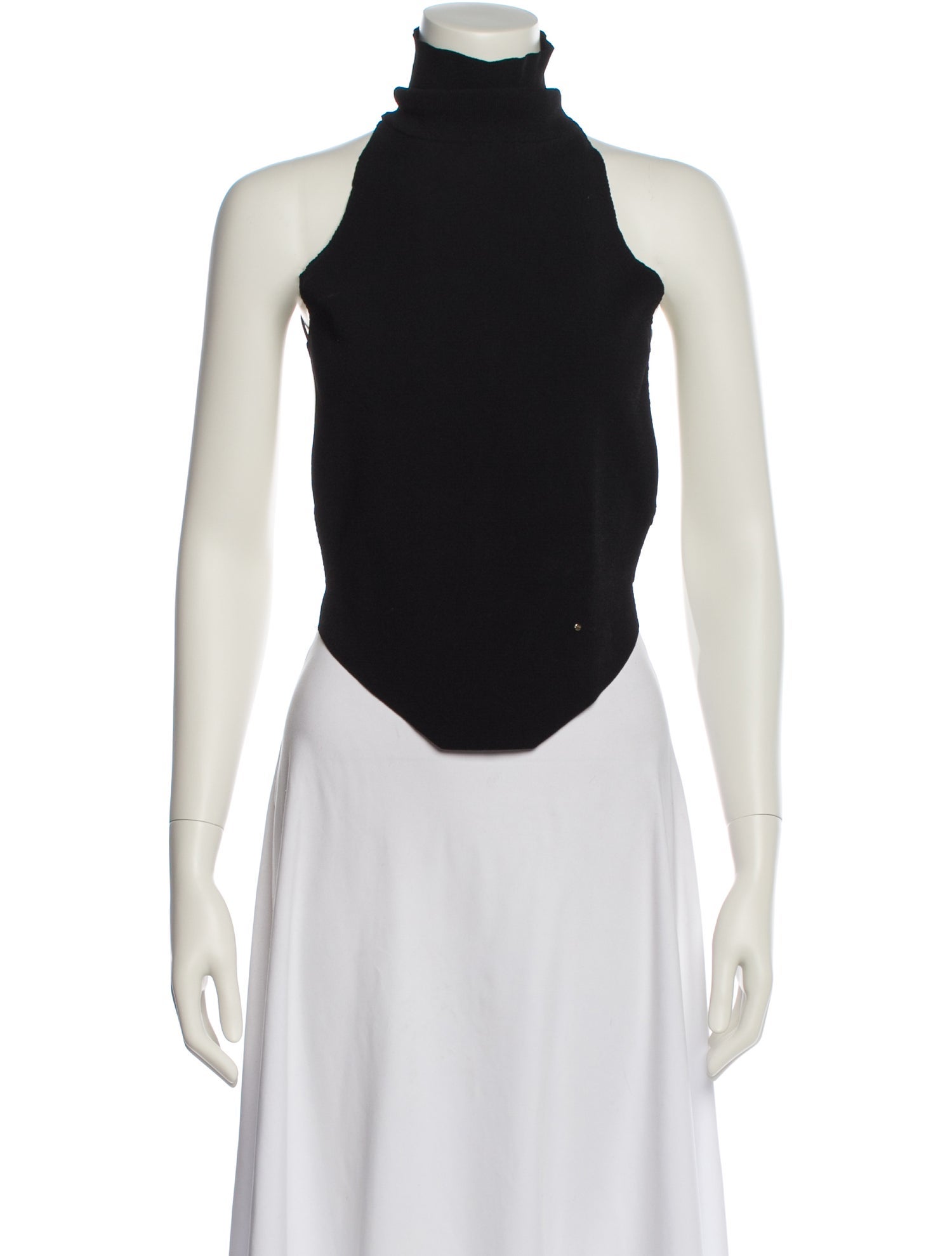 Esteban Cortazar Turtleneck Sleeveless Crop Top