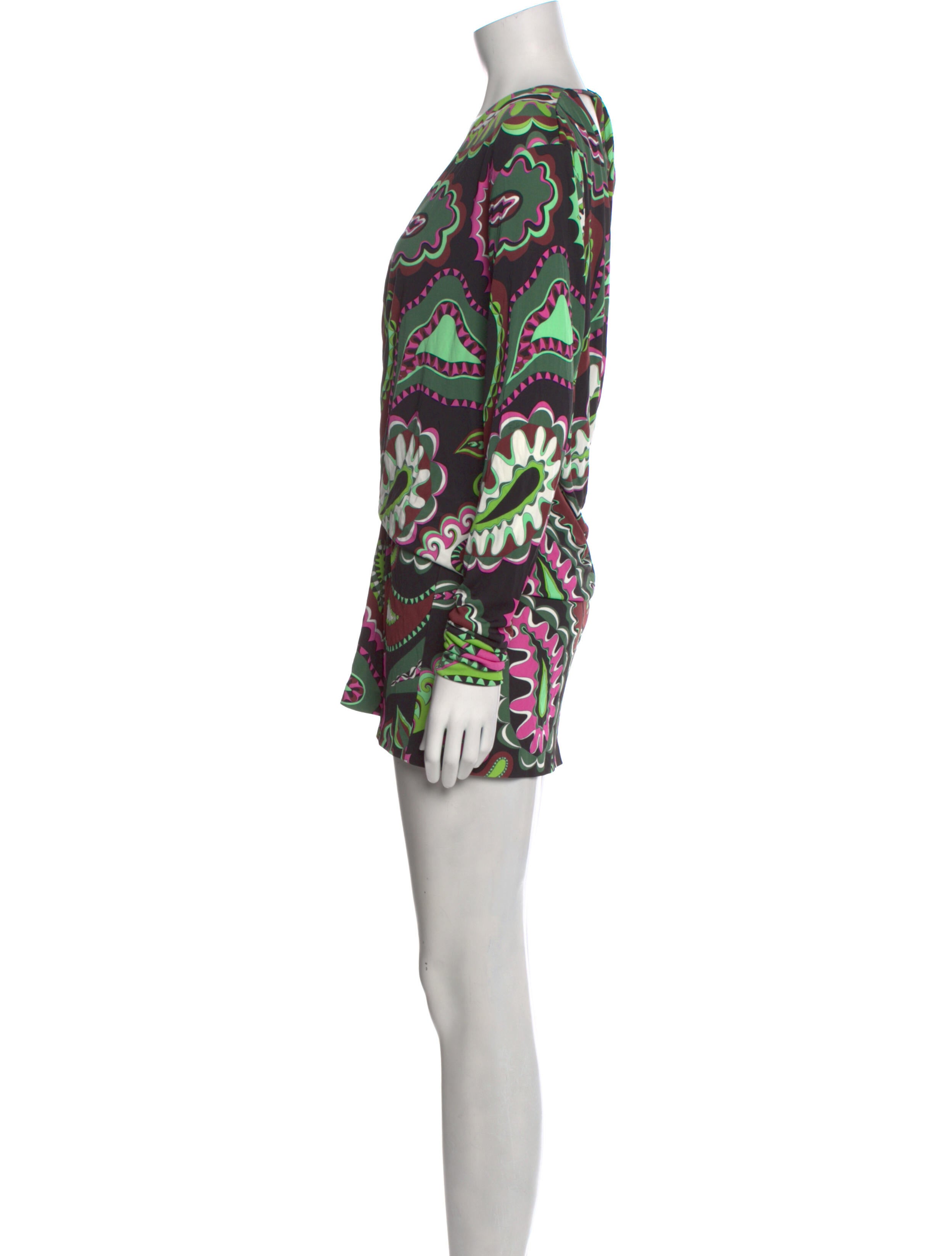 Emilio Pucci Blue Printed Longsleeve Mini Dress