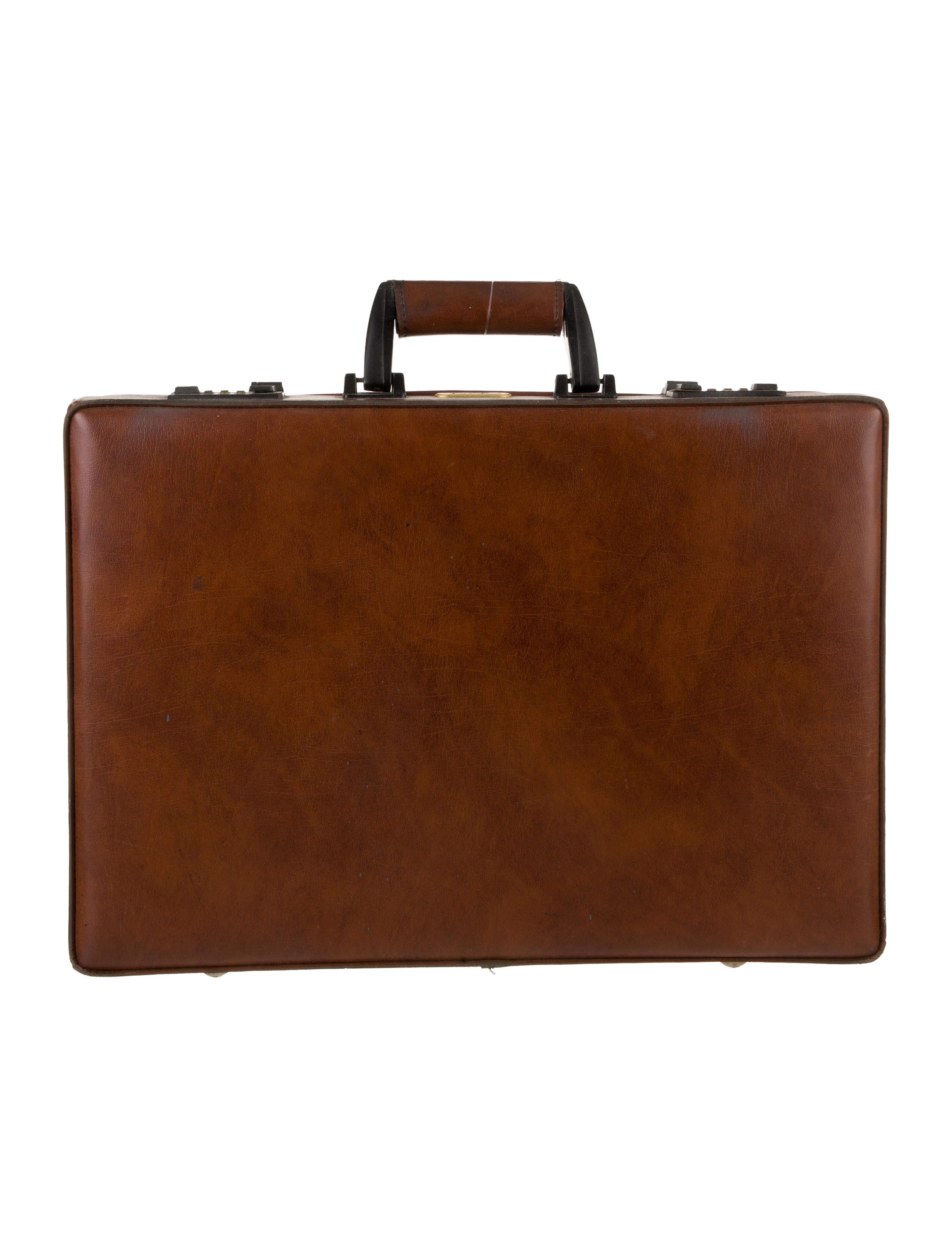 Emilio Pucci Solid Leather Causal Briefcase Brown Briefcases, Bags