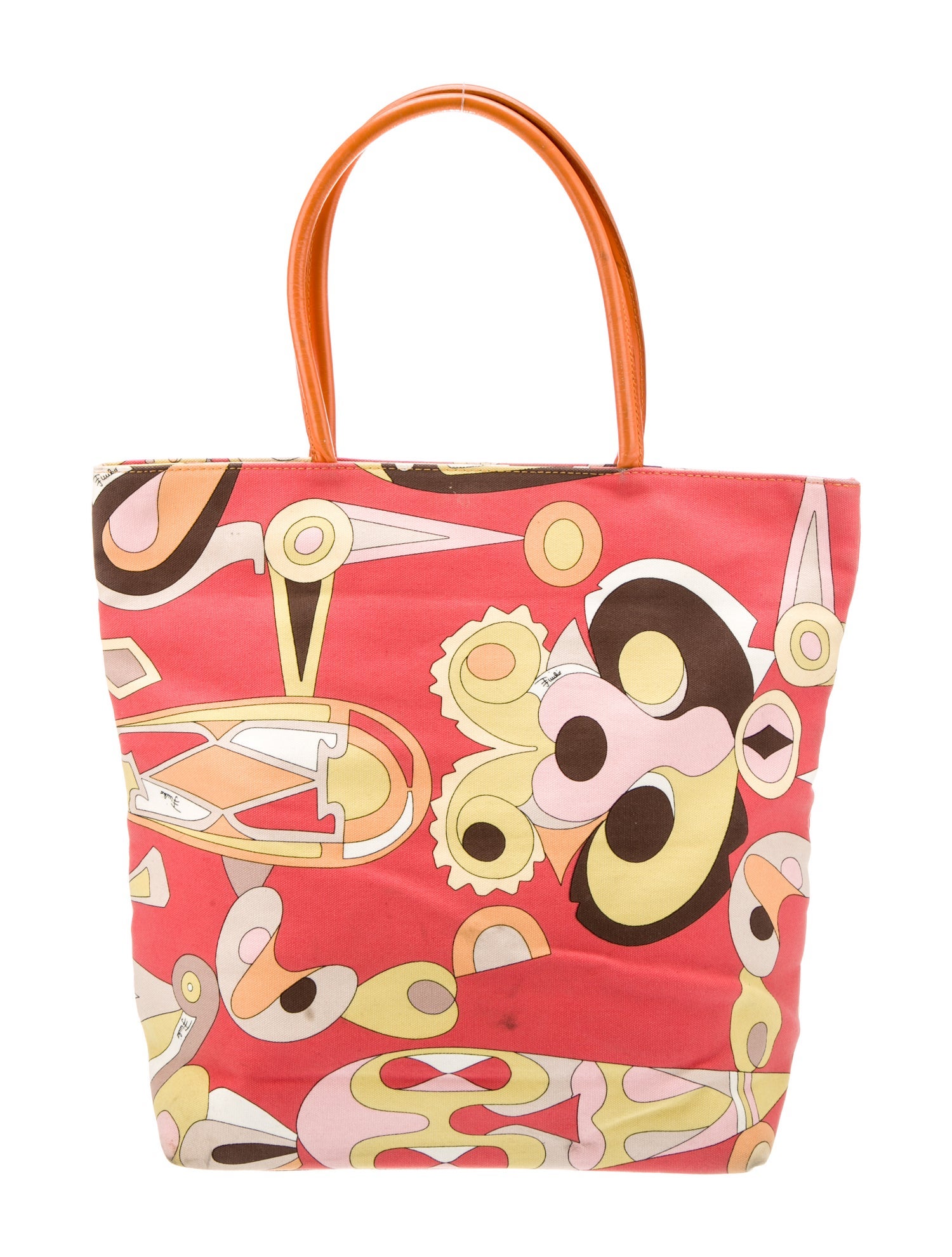 Emilio Pucci Printed Canvas Tote Bag - Red Totes, Handbags