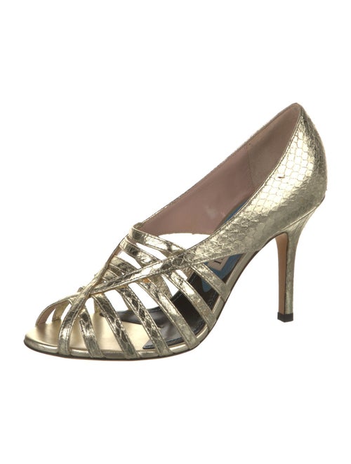 Emilio Pucci Snakeskin Embossed Leather Sandals