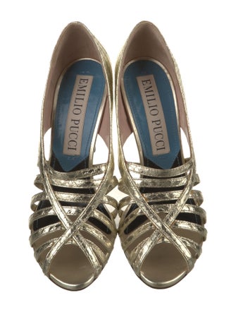 Emilio Pucci Snakeskin Embossed Leather Sandals