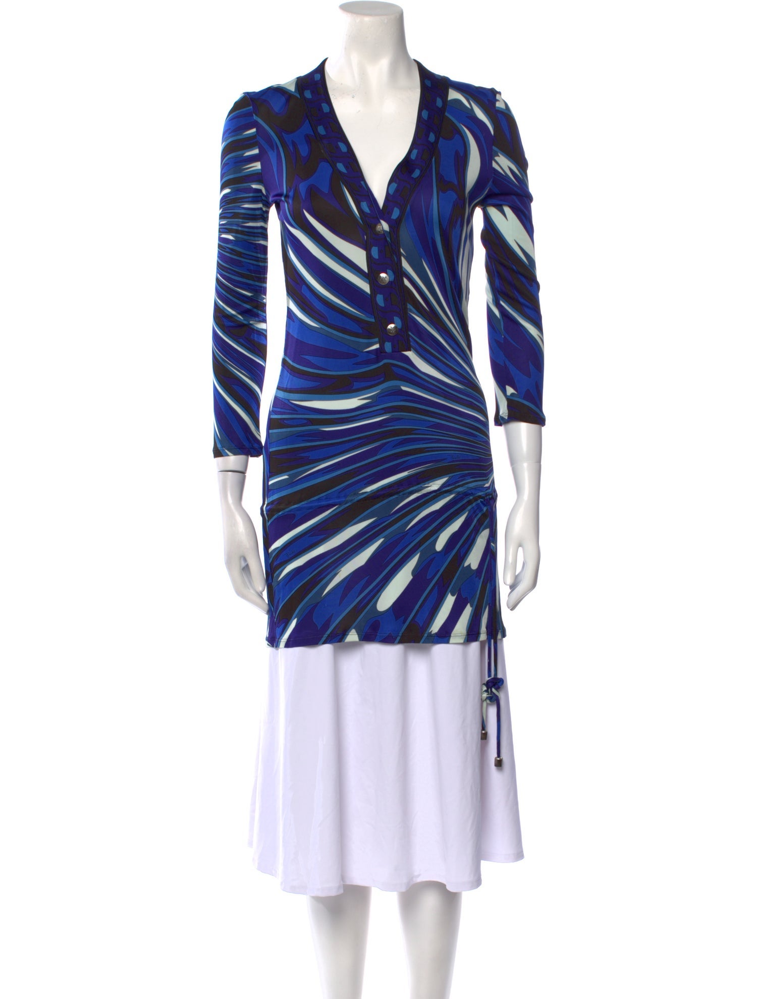 Emilio Pucci Printed Plunge Neckline Tunic