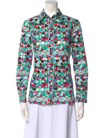 Emilio Pucci Printed Long Sleeve Button-Up Top